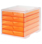 Schubladenbox styroswingbox light  apricot DIN C4 mit 5 Schubladen
