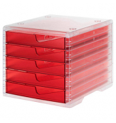 Schubladenbox styroswingbox light  cranberry DIN C4 mit 5 Schubladen