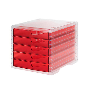 Schubladenbox styroswingbox light  cranberry DIN C4 mit 5 Schubladen