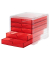 Schubladenbox styroswingbox light  cranberry DIN C4 mit 5 Schubladen