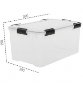 Aufbewahrungsbox Water Proof 6165, außen 39x59x29cm, Polypropylen transparent/schwarz