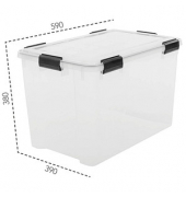 Aufbewahrungsbox Water Proof 6166, außen 39x59x38cm, Polypropylen transparent/schwarz