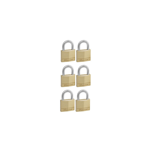 3520190934239 - 140EURSIX 6-er Pack Schlüssel Vorhängeschlösser aus Massivmessing Gold 6 x 4 x 13 cm - Master Lock 3520190934239 - 140EURSIX 6-er Pack Schlüssel Vorhängeschlösser aus Massivmessing Gold 6 x 4 x 13 cm - Master Lock