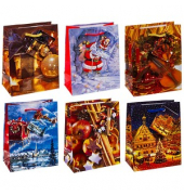 Geschenktasche 84027-SG Weihnachten Serie 7, Weihnachten, Kunststoffkordel mit Karte, 6 Motive sortiert, 11cm x 14cm