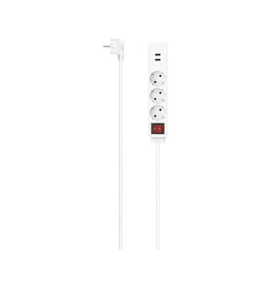 3-fach Steckdosenleiste mit Schalter 1,4 m weiß mit USB-Buchse 3-fach Steckdosenleiste mit Schalter 1,4 m weiß mit USB-Buchse