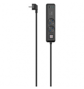 2-fach Steckdosenleiste 1,4 m schwarz mit USB-Buchse