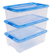 Aufbewahrungsbox Clear NTB 6295, außen 39,5x57,5x29,5cm, Polypropylen transparent/blau