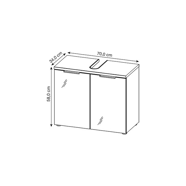 GERMANIA Waschbeckenunterschrank PESCARA weiß, navarra-eiche 70,0 x 34,0 x  58,0 cm - Bürobedarf Thüringen