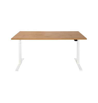 Sitz-Steh-Schreibtisch EasyT, elektrisch höhenverstellbar, 65-125cm (H), 160x80cm (BxT), rechteckig, eiche / weiß