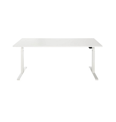 Sitz-Steh-Schreibtisch EasyT, elektrisch höhenverstellbar, 65-125cm (H), 180x80cm (BxT), rechteckig, weiß / weiß