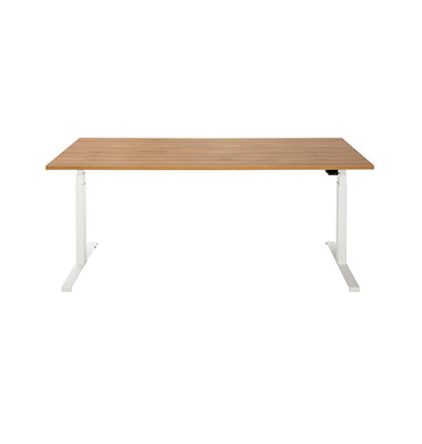 Sitz-Steh-Schreibtisch EasyT, elektrisch höhenverstellbar, 65-125cm (H), 180x80cm (BxT), rechteckig, eiche / weiß