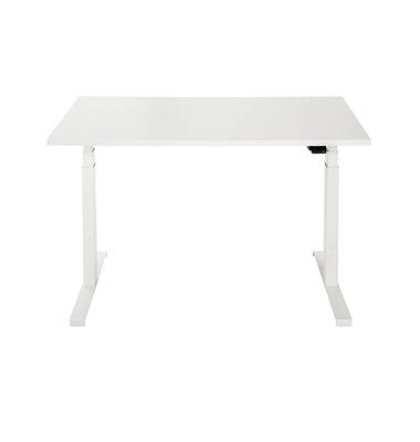 Sitz-Steh-Schreibtisch EasyT, elektrisch höhenverstellbar, 65-125cm (H), 120x80cm (BxT), rechteckig, weiß / weiß