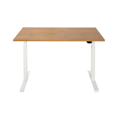 Sitz-Steh-Schreibtisch EasyT, elektrisch höhenverstellbar, 65-125cm (H), 120x80cm (BxT), rechteckig, eiche / weiß
