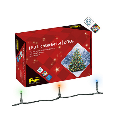Lichterkette 8325068, 200 LEDs, Länge 27,9m, bunt