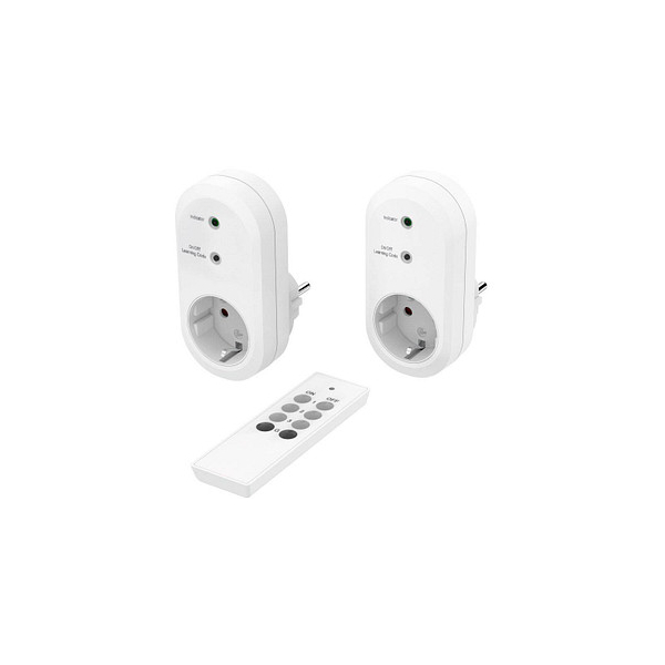 4047443483577 - Funksteckdosen 2er-Set mit Fernbedienung Schalter programmierbar Weiß