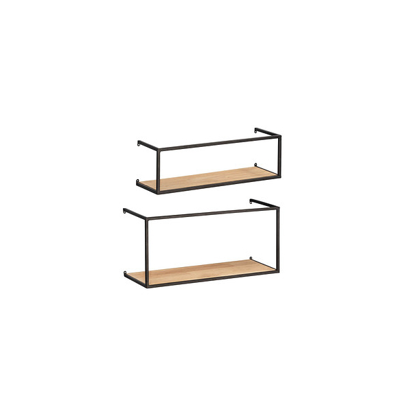 4008838338070 - Wandregal Geo 2er Set 2 Wandregale in verschiedenen Größen Braun Metall schwarz Holz - braun - Wenko 4008838338070 - Wandregal Geo 2er Set 2 Wandregale in verschiedenen Größen Braun Metall schwarz Holz - braun - Wenko
