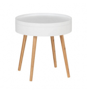 Beistelltisch Finja 50721800, 51,5cm (H), 49,5x49,5cm (BxT), rechteckig, weiß / braun