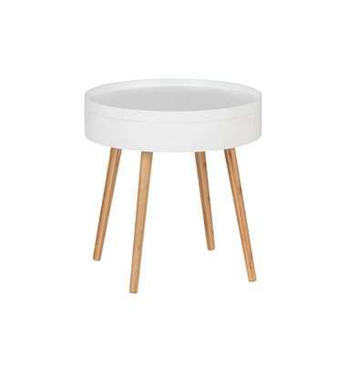 Beistelltisch Finja 50721800, 51,5cm (H), 49,5x49,5cm (BxT), rechteckig, weiß / braun