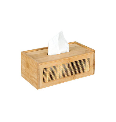 WENKO Taschentuchbox 25607100 braun BambusRattan - Bürobedarf