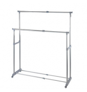 Teleskop-Garderobe Twin Bars grau Metall 95,0-163,0 x 98,0-168,0 cm