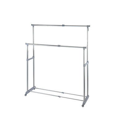 Teleskop-Garderobe Twin Bars grau Metall 95,0-163,0 x 98,0-168,0 cm
