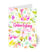 Geburtstagskarten mit Film Blumen Aquarell LUQR04 11,5cm x 17,5cm (BxH) 260g Motiv Chromopapier FSC