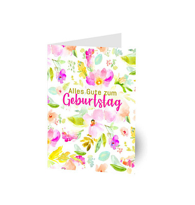 Geburtstagskarten mit Film Blumen Aquarell LUQR04 11,5cm x 17,5cm (BxH) 260g Motiv Chromopapier FSC
