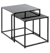 Beistelltisch 25557, 35/40cm (H), 35/40cmx35/40cm (BxT), rechteckig, schwarz / schwarz