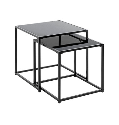 Beistelltisch 25557, 35/40cm (H), 35/40cmx35/40cm (BxT), rechteckig, schwarz / schwarz