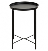 Beistelltisch 25566, 50cm (H), 39x39cm (BxT), rund, schwarz / schwarz