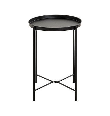 Beistelltisch 25566, 50cm (H), 39x39cm (BxT), rund, schwarz / schwarz