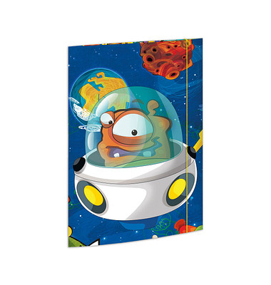 Zeichenmappe 45370, A3 mit Motiv, Karton 350g, 3 Einschlagklappen, 1 Gummizug (ganze H&ouml;he)