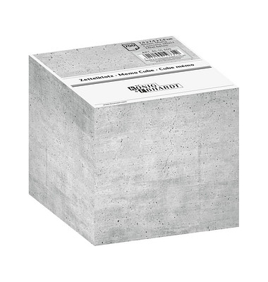 Zettelklotz 86-55600, Beton, 75x75mm, geleimt, grau, Papier, 700 Blatt