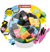 Textmarker STABILO BOSS MINI by Snooze One Bonbonglas, 07/50-10-1, Rundbox, 6-farbig sortiert, 2-5mm Keilspitze