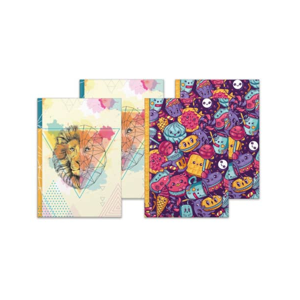 4 Stück RNK Notizbuch 46811, Fresh Colours, bunt, A4, blanko, 70g, 96 Blatt / 192 Seiten  RNK