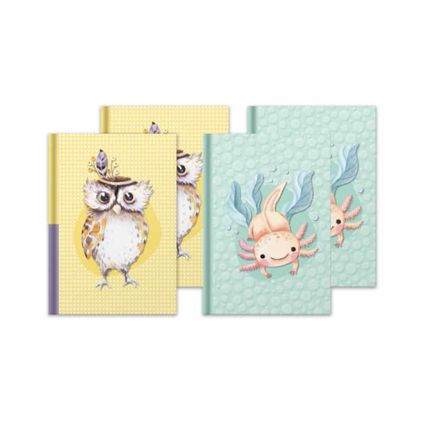 4 Stück RNK Notizbuch 46814, Tiere, farbig sortiert, A5, kariert, 70g, 96 Blatt / 192 Seiten  RNK