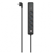 4-fach Steckdosenleiste 1,4 m schwarz mit USB-Buchse