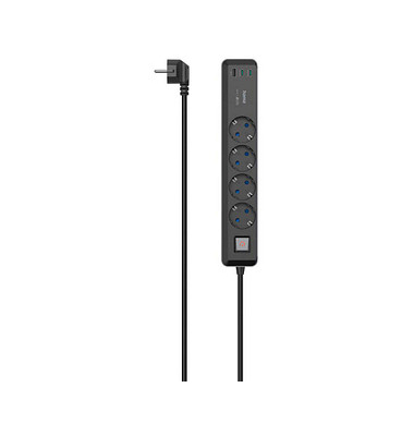 4-fach Steckdosenleiste 1,4 m schwarz mit USB-Buchse