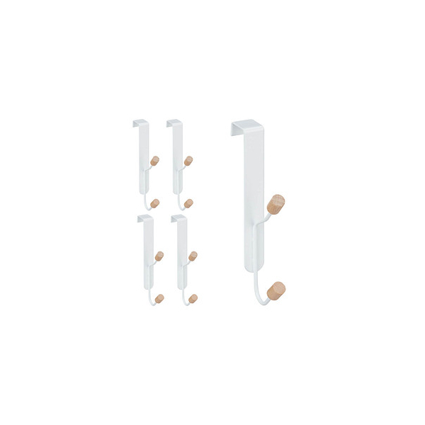 4052025326296 - Türhaken 5er Set skandinavisch Doppelhaken Tür Eisen & Holz Türgarderobe HxBxT 16 x 2 x 7 cm weiß natur - Relaxdays 4052025326296 - Türhaken 5er Set skandinavisch Doppelhaken Tür Eisen & Holz Türgarderobe HxBxT 16 x 2 x 7 cm weiß natur - Relaxdays