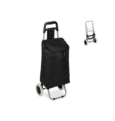 Einkaufstrolley 10029467_46, max. BeLiterastbarkeit bis ca. 10kg # Schloss, außen 30x40x91cm, Stahl, Stoff schwarz