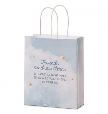 Geschenktasche 991771, allgemein, gedrehte Papierkordel, Freunde sind wie Sterne, 180mm x 220mm