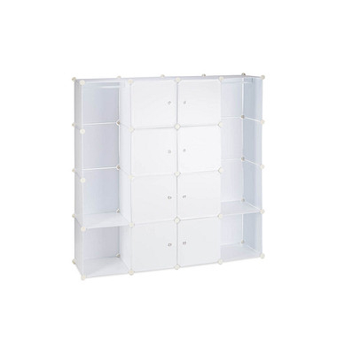 Kleiderschrank weiß, transparent 12 Fachböden 145,5 x 36,5 x 145,5 cm