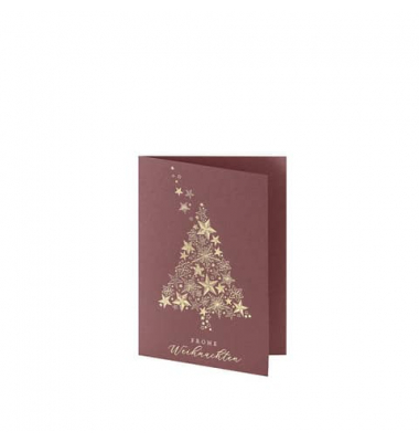 Blanko-Grußkarten 1190198514 Heißfolie gold Weihnachtsbaum; Text: Frohe Weihnachten berry