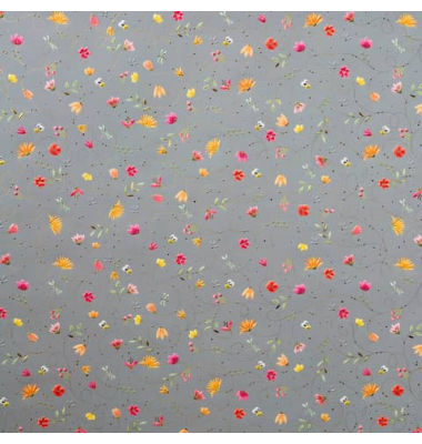 Geschenkpapierzuschnitte Summer day grey 01 389, Blumen, 50cm x 70cm, grau/bunt