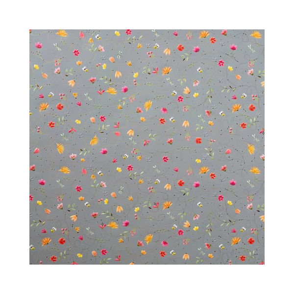 10 Stück TURNOWSKY Geschenkpapierzuschnitte Fantasie 01 389, Blumen, 50cm x 70cm, grau/bunt 4009835013892 TURNOWSKY