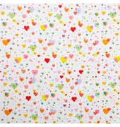 Geschenkpapierzuschnitte Fantasie 01 483, Herzen, 50cm x 70cm, weiß/bunt