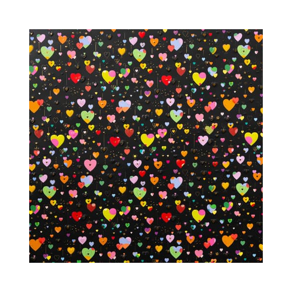 10 Stück TURNOWSKY Geschenkpapierzuschnitte Fantasie 01 484, Herzen, 50cm x 70cm, schwarz/bunt 4009835014844 TURNOWSKY