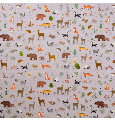 Geschenkpapierzuschnitte Fantasie 01 937, Waldtiere, 50cm x 70cm, braun