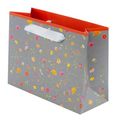 Geschenktasche 46 389 Summer day grey, allgemein, Schleifenband, mit Goldprägung, Summer day grey, 250mm x 180mm