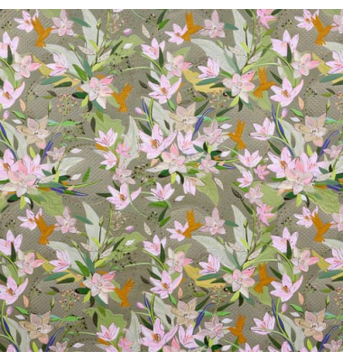 Geschenkpapierzuschnitte Fantasie 01 488, Blume, 50cm x 70cm, grün/mehrfarbig